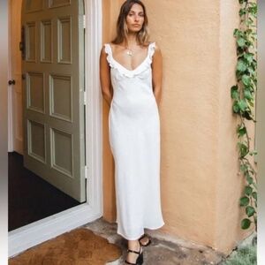 VRG GRL Rosalia Bias Cut Midi Dress White